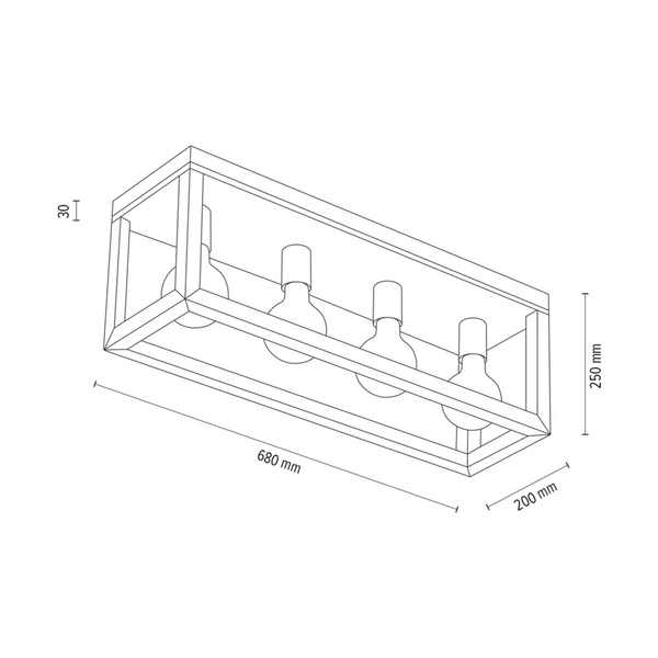 Kago Ceiling Lamp 4xE27 Max.60W Oiled Oak/Chrome Metal 9158474L