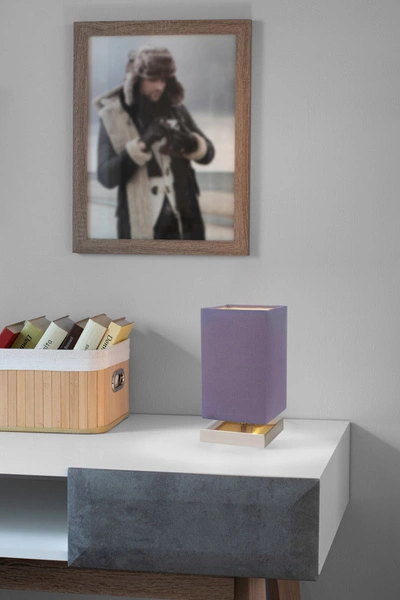 Nanga Table Lamp 1xE14 Max.40W Satin Metal/Purple Fabric Shade 7070114