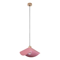 Hattu Pendant Lamp 1xE27 Max.40W Oiled Oak/Black Fabric Cable/Pink Fabric Shade 1614519174