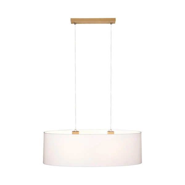 Dove Pendant Lamp 2xE27 Max.40W Oiled Oak/Transparent PVC Cable/White Fabric Shade 17380274
