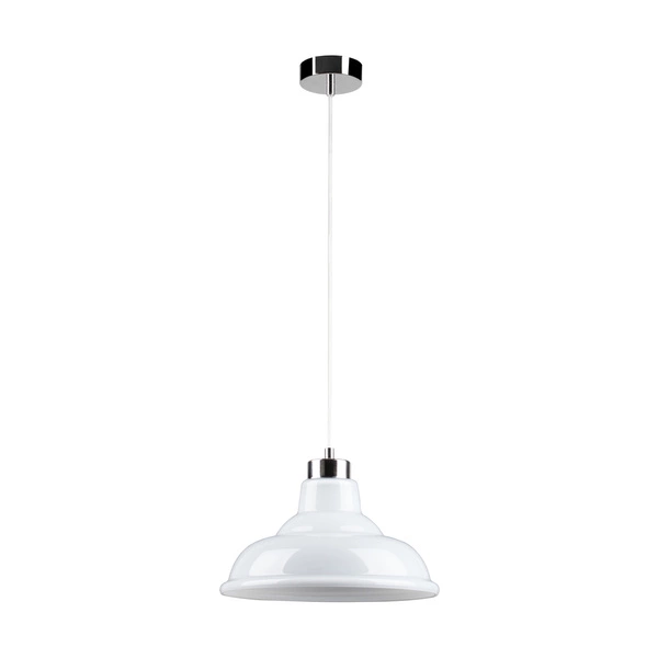 Lampa wisząca Avino 1xE27 Max.60W Chromowany metal/Przezroczysty kabel PVC/Białe szkło 9874028