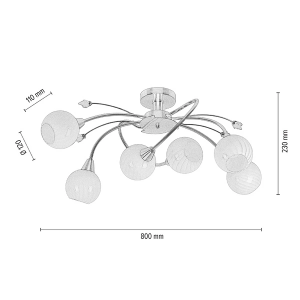 Marbella Ceiling Lamp 6xE14 Max.40W Patina Metal/White Glass 5078611G0605