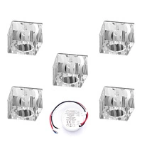 Cristaldream Set of Downlights Incl.5xG4 LED 2,3W with power adapter Chrome Metal/Transparent Glass 51305101