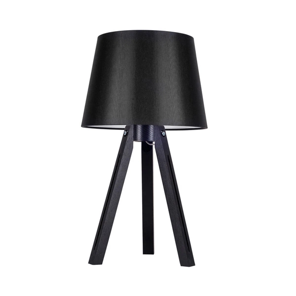 Tripod Table Lamp 1xE27 Max.40W Black Beech Wood/Transparent PVC Cable/Black Fabric Shade 6115004