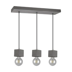 Mocna kwadratowa lampa wisząca 3xE27 Max.60W Szary beton/Czarny kabel z tkaniny 7089336