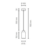 Bosco Lampa Wisząca 1xE27 Max.60W Dąb Olejowany/Transparentny/Biały 1720174