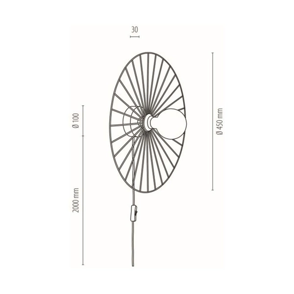 Antonella Wall Lamp 1xE27 Max.25W Oiled Oak/Black Metal/Black Fabric Cable 289249174