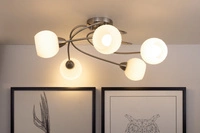 Lampa Sufitowa Pavia 5xE27 Max.60W Metal Satin/Białe Szkło 8270527