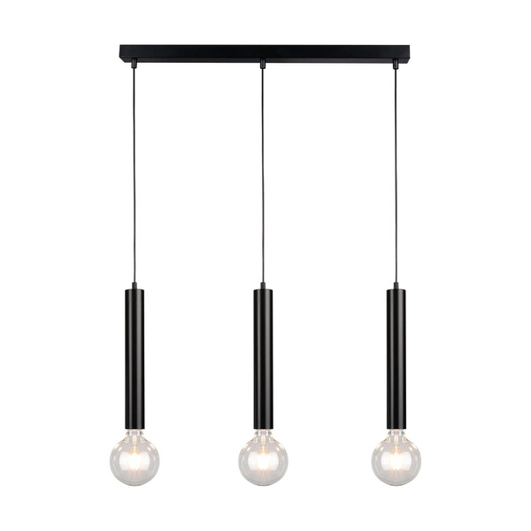 Barrel Pendant Lamp 3xE27 Max.60W Black Metal/Black PVC Cable 16709304