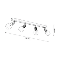 Lampa Sufitowa Tessa 4xE14 Max.40W Drewno Brzozowe/Metal Satynowy/Szkło Biało-Przezroczyste 2046018520992