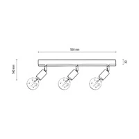 Elmin Ceiling Lamp 3xE27 Max.25W Oiled Oak/Black Metal 2264304