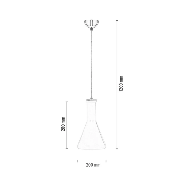 Bottles Pendant Lamp 1xE27 Max.60W Chrome Metal/White Fabric Cable/White Glass 1148102