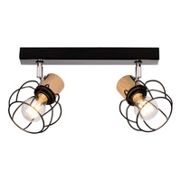 Phiphi Ceiling Lamp 2xE27 Max.60W Black/Chrome/Oiled Oak 26114204