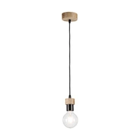 Clarte Wood Pendant Lamp 1xE27 Max.60W Oiled Oak/Black Metal/Black Fabric Cable 3274174