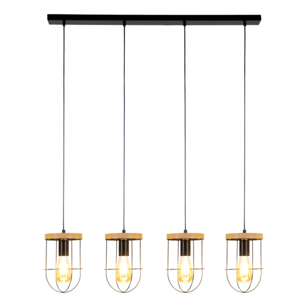 Netuno Pendant Lamp 4xE27 Max.60W Black/Oiled Oak 184159404