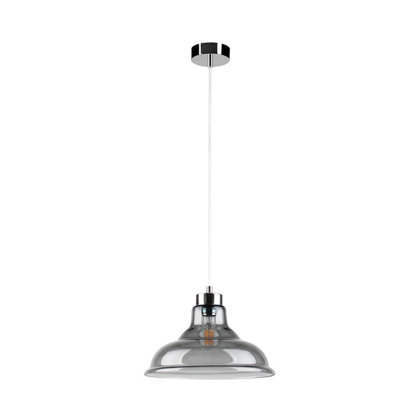 Avino Pendant Lamp 1xE27 Max.60W Chrome Metal/Transparent PVC Cable/Smoked Glass 9873028