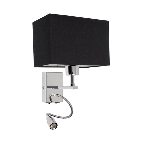 Lampa ścienna Relax 1xE27 maks. 25W zaw. 1xLED Zintegrowany 110lm 4000K 2,5W Chrom Metal/Czarny Klosz z tkaniny 5732128