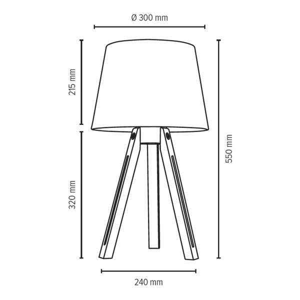 Tripod Table Lamp 1xE27 Max.40W Oiled Oak/Transparent/Black 6115074