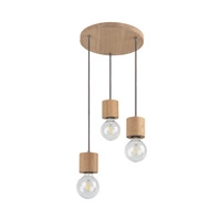 Trongo Round Pendant Lamp 3xE27 Max.60W Oiled Oak/Anthracite Fabric Cable 7061374R