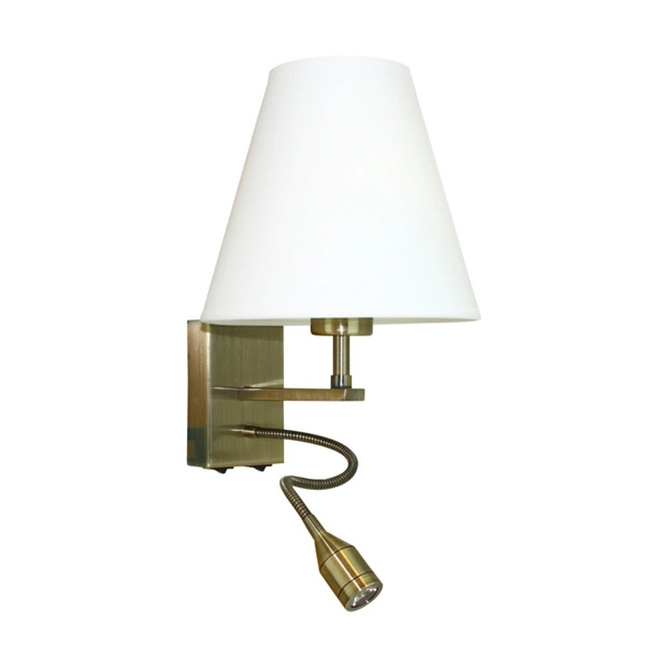 Relax Wall Lamp 1xE27 Max.60W 1xLED Integrated 110lm 3000K 1W Patina Metal/White Fabric Shade