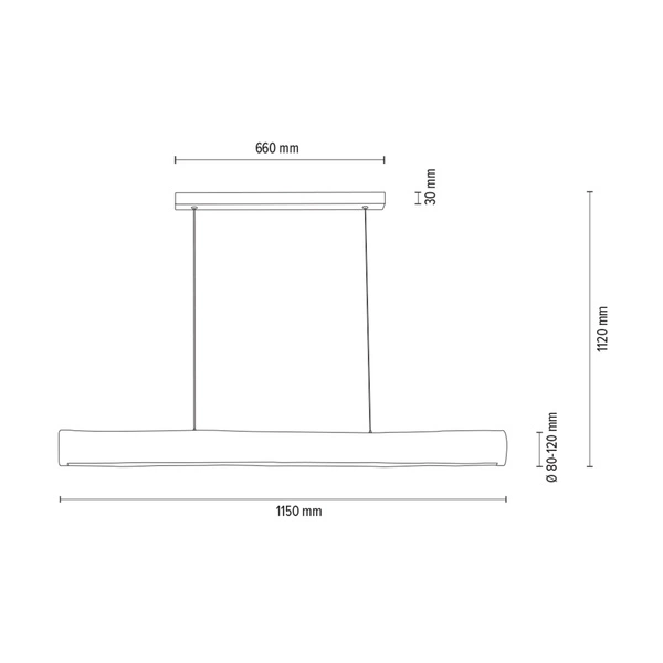Lampa wisząca Lucas 1xLED Samsung 24V zintegrowana 3080lm 3000K 33W barwiona sosna szara/czarny metal/przezroczysty kabel PVC z dotykowym ściemniaczem 69670104