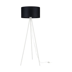 Tripod Floor Lamp 1xE27 Max.40W White Metal/Transparent PVC Cable/Black Fabric Shade 1523002