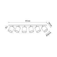 Ora Ceiling Lamp 6xE27 Max.25W Black Metal/Gold Metal/Gold Fabric Shade 96204026