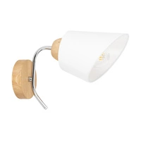 Kinkiet drewniany Mette 1xE27 maks. 40W dąb olejowany/chromowany metal/biały klosz z tkaniny 8341174