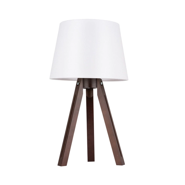 Tripod Table Lamp 1xE27 Max.40W Walnut Beech Wood/Transparent PVC Cable/White Fabric Shade 6111076