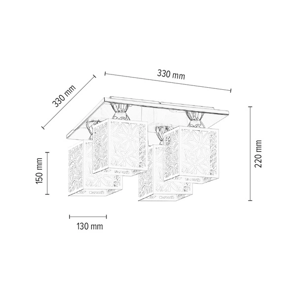 Anika Ceiling Lamp 4xE27 Max.60W Chrome Metal/White Glass 8173428