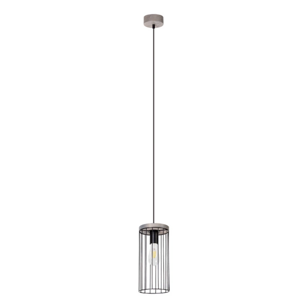 Timeo Pendant Lamp 1xE27 Max.60W Stained Pine Gray/Black PVC Cable/Black Metal 195109157