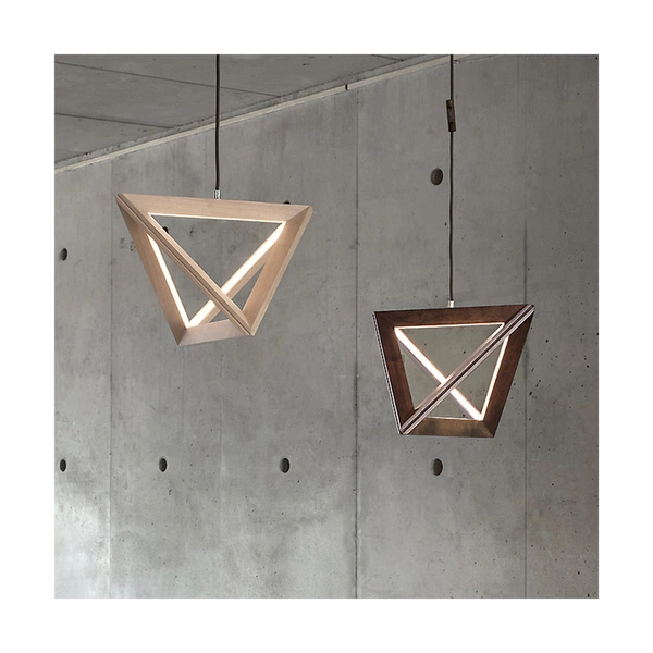 Trigonon Pendant Lamp 1xLED 24V Integrated 2500lm 3000K 27W Walnut Beech Wood/Black Fabric Cable 1209976