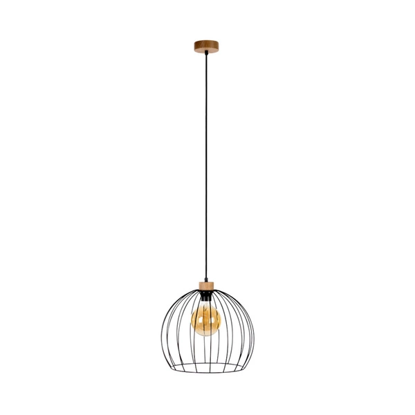 Lampa wisząca Coop 1xE27 maks. 60W Dąb olejowany/Czarny metal/Czarny kabel PCV 1881974