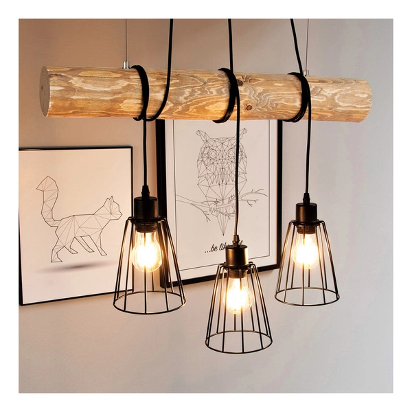 Trabo Short Pendant Lamp 3xE27 Max.60W Stained Pine/Black 68204304