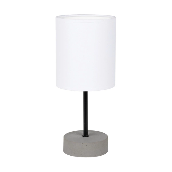 Lampa Stołowa Mila 1xE27 Max.25W Szary Beton/Czarny Metal/Czarny Kabel PCV/Klosz z Białej Tkaniny 7776936