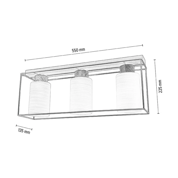 Gretter Ceiling Lamp 3xE27 Max.60W Oiled Oak/Black Metal/White Glass 4030418620762
