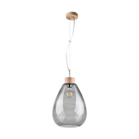 Piro Pendant Lamp 1xE27 Max.60W Oiled Oak/Transparent PVC Cable/Smoked Glass 9823074