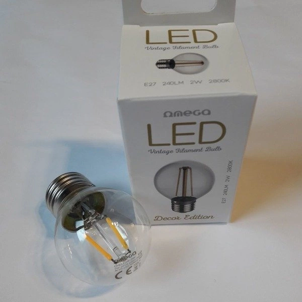 FILAMENT LED decorative light bulb E27 2W warm 2800K ball G45