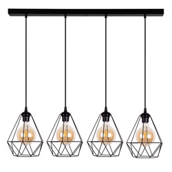 Diament Pendant Lamp 4xE27 Max.60W Black Metal/Black PVC Cable