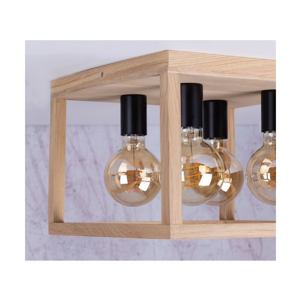 Kago Ceiling Lamp 4xE27 Max.60W Oiled Oak/Black Metal 9154474