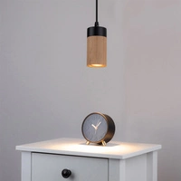 Lampa wisząca Annick w zestawie Kabel 1xLED GU10 5W Dąb olejowany/Czarny metal/Czarny silikonowy oplot 1419104