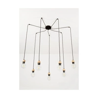 Lampa wisząca Clarte 7xE27 maks. 60W Dąb olejowany/Czarny metal/Czarny kabel z tkaniny 3491704