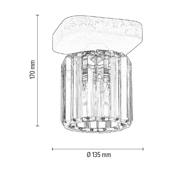 Lampa Sufitowa Glory 1xE27 Max.60W Szary Beton/Szkło Przezroczyste 2361136