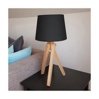 Rune Table Lamp 1xE27 Max.40W Oiled Oak/Transparent PVC Cable/Black Fabric Shade 6315074