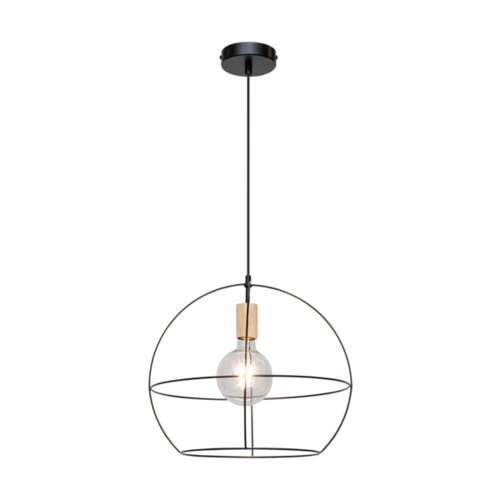 Casa Palla Pendant Lamp 1xE27 Max.60W Black/Oiled Oak 178419104