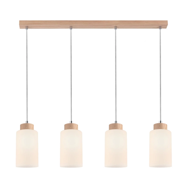Bosco Pendant Lamp 4xE27 Max.60W Oiled Oak/Transparent/White 1720474