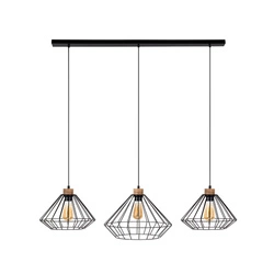 Raquelle Pendant Lamp 3xE27 Max.60W Oiled Oak/Black Metal/Black PVC Cable 187319304