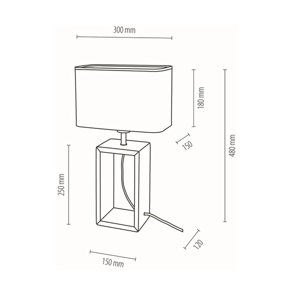 Boho Table Lamp 1xE27 Max.25W Oiled Oak/Black Braid/Beige Linen 77191174