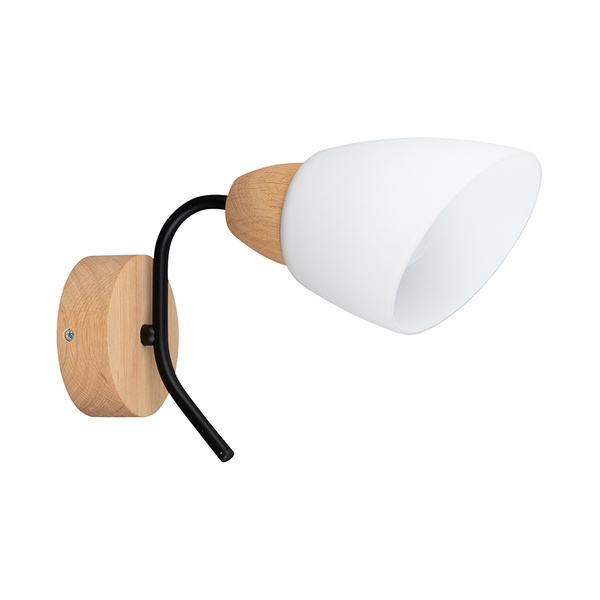 Viletta Wood Wall Lamp 1xE27 Max.60W Oiled Oak/Black Metal/White Glass