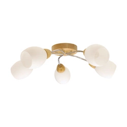 Santa Ceiling Lamp 5xE27 Max.60W Birch Wood/Chrome Metal/White Glass 8552560